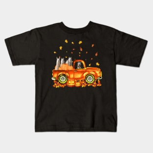 Llama Pumkin Car Autumne Halloween Kids T-Shirt